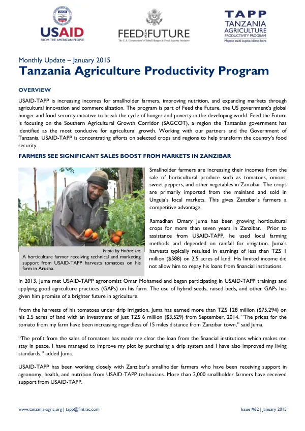 USAID-TAPP monthly bulletin #62