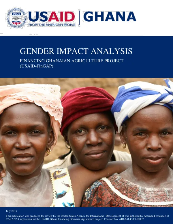 Gender Impact Analysis of the USAID-FinGAP Project