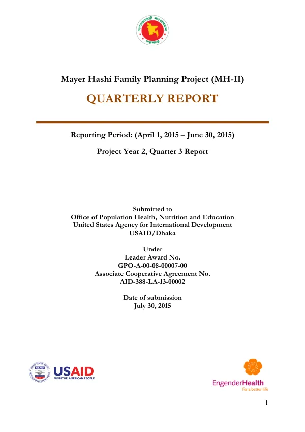 Mayer Hashi Family Planning Project (MH-II) Quarterly Report
