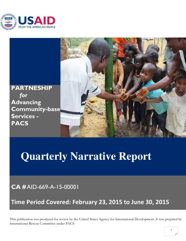 Quarterly Narrative Report: Partnerships for Advancing Community Services (PACS) Project