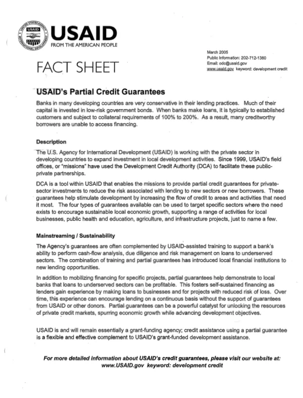 USAID's partial credit guarantees