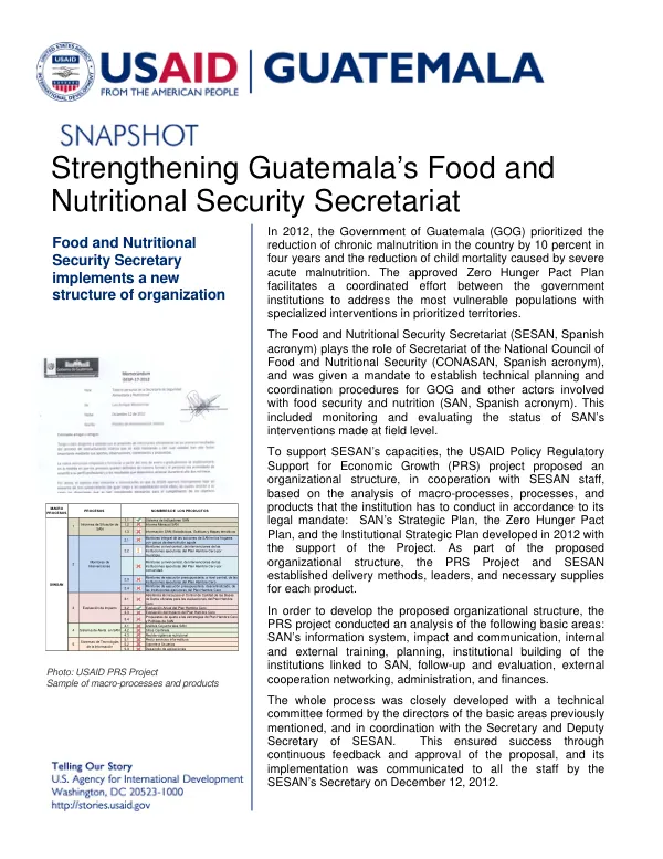 Strengthening Guatemala’s Food and Nutritional Security Secretariat