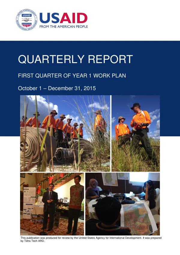 USAID LESTARI Quarterly Report Year 1, October 1 – December 31, 2015