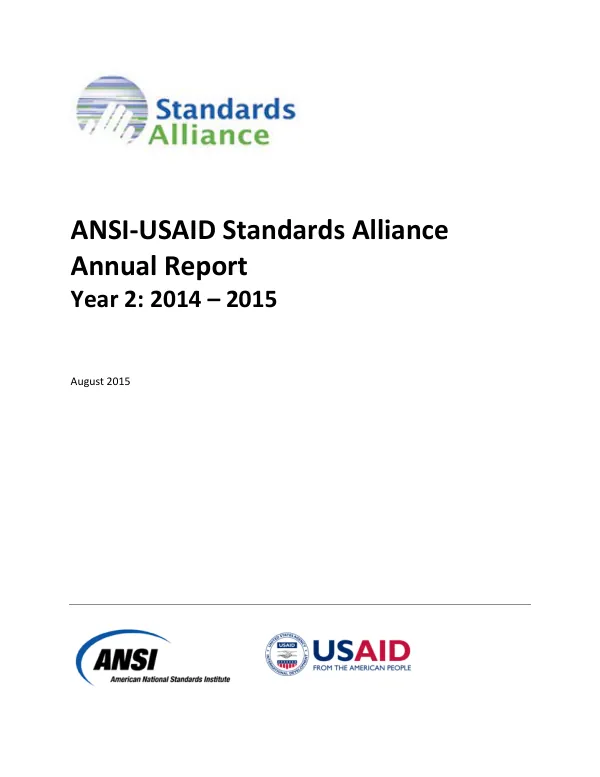 ANSI-USAID Standards Alliance Annual Report: 2014-2015