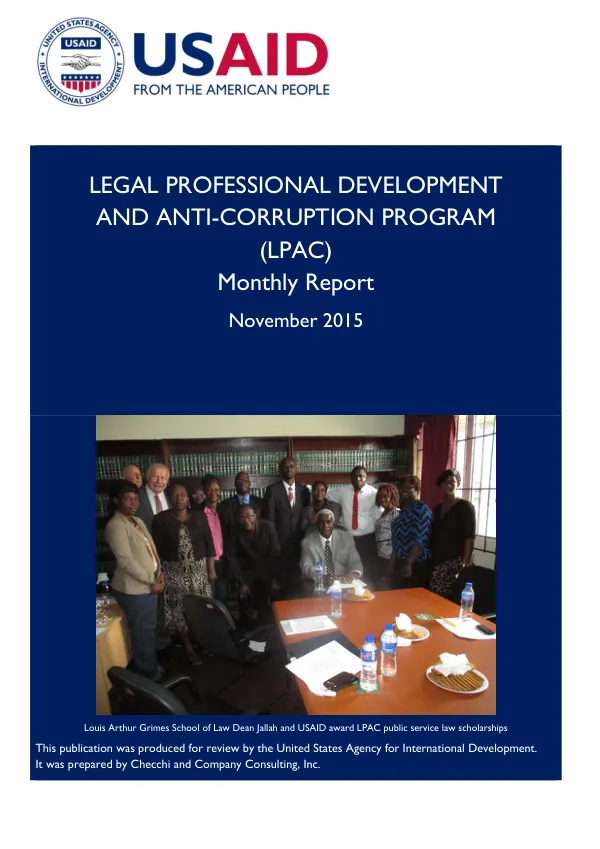 Legal Professional Development and Anti-Corruption (LPAC) Program Monthly Report - November 2015