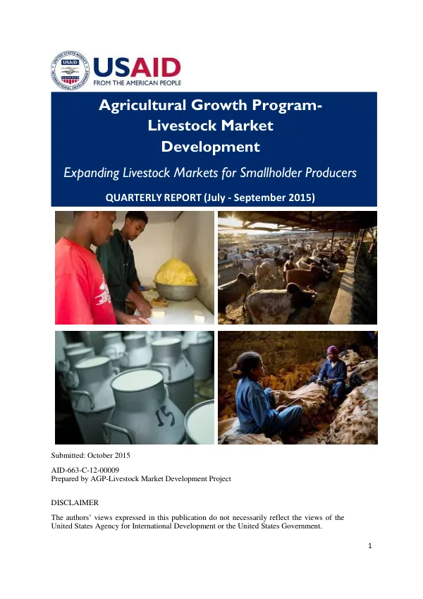 Quarterly Report: Livestock Market Development Project (July - September 2015)