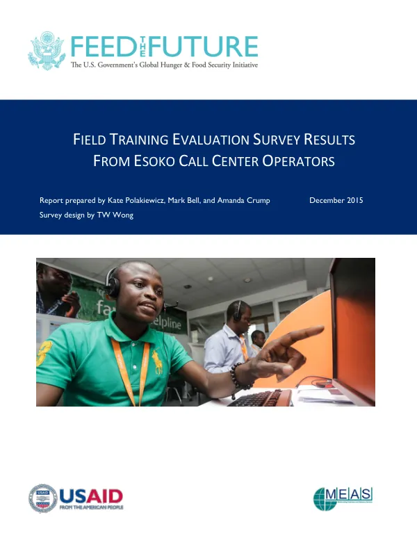 Field Training Evaluation Survey Results from Esoko Call Center Operators