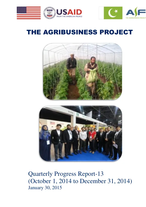 USAID’s Agribusiness Project–Quarterly Progress Report-13