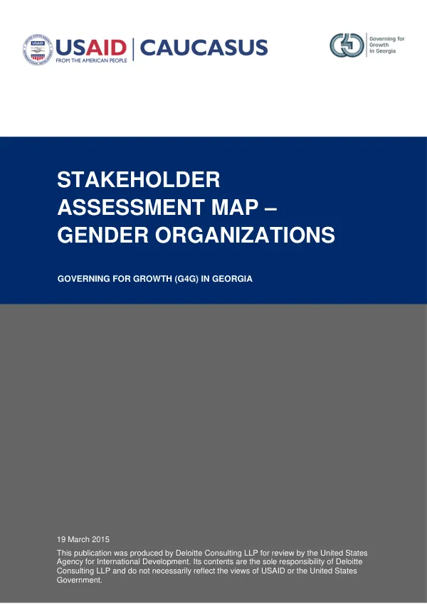 STAKEHOLDER ASSESSMENT MAP – Gender ORGANIZATIONS