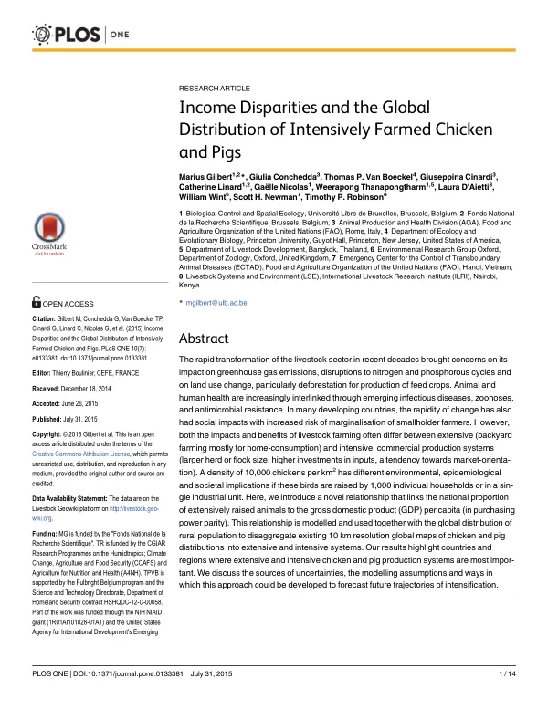 Income Disparities and the Global Distribution of Intensively Farmed Chicken and Pigs