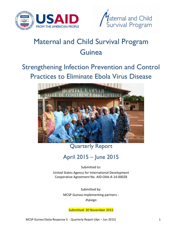 MCSP Guinea Ebola Response II - Quarterly Report (Apr – Jun 2015)