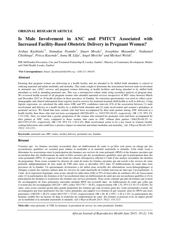 Male Involvement and Facility Delivery