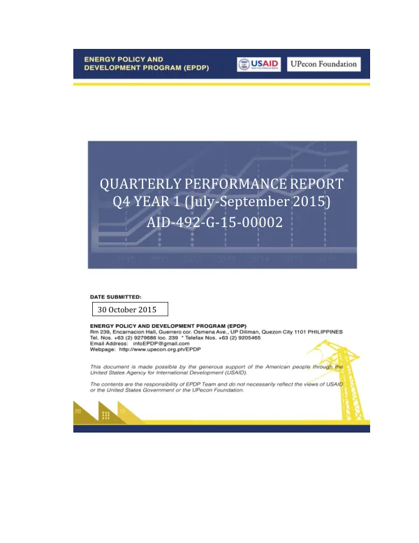 Quarterly Performance Report Q4 Year 1 (July-September 2015)