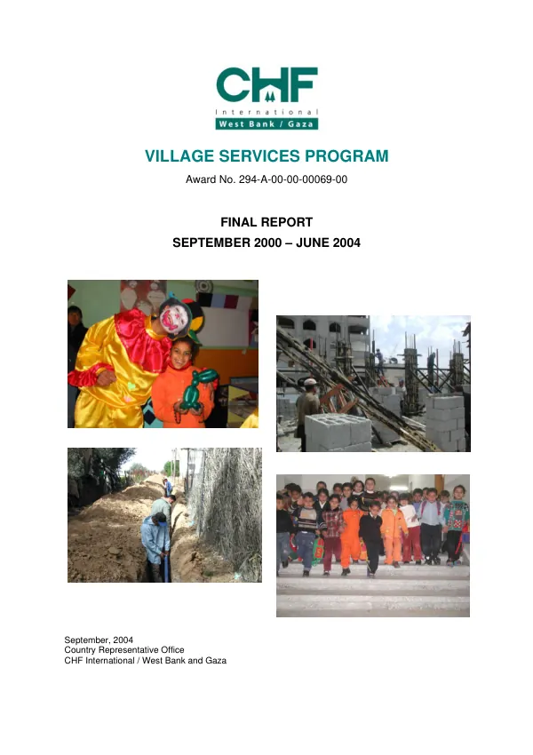 Village services program (VSP) : award no. 294-A-00-00-00069-00 -- final report, September 2000-June 2004