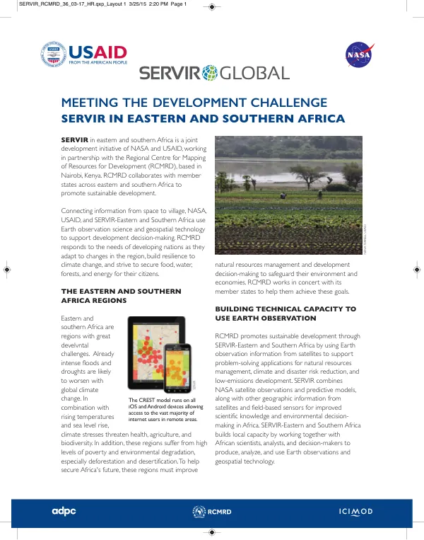 SERVIR in Eastern and Southern Africa: Connecting Information from Space to Village