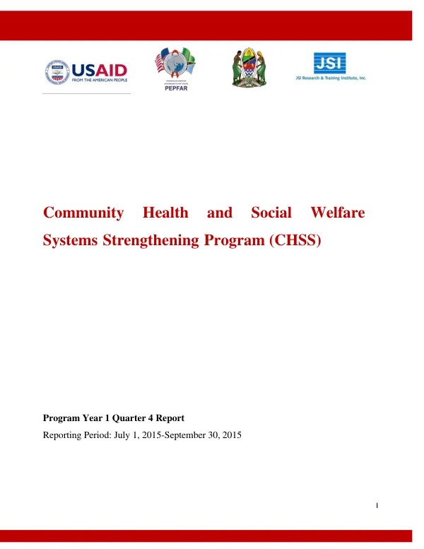 Community Health and Social Welfare Systems Strengthening (CHSS): Q2 Report