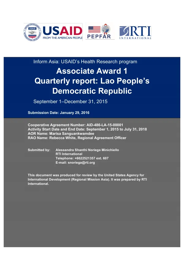 Inform!Asia:!USAID’s!Health!Research!Program!AA!1!