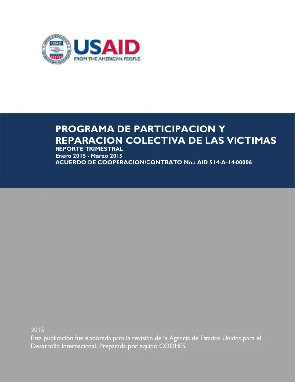 Programa de Participación y Reparación Colectiva de las Víctimas - Informe Trimestral (3)
