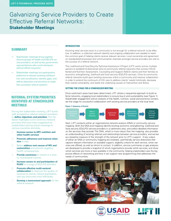 Galvanizing Service Providers to Create Effective Referral Networks: Stakeholder Meetings