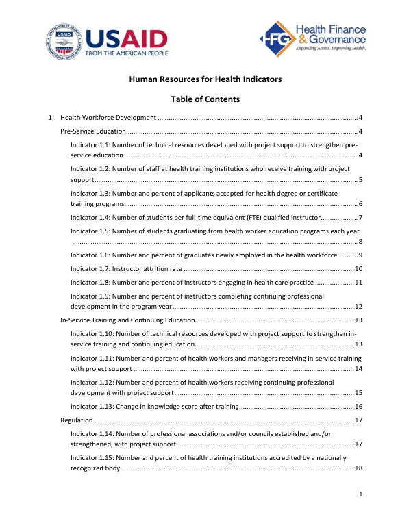 Human Resources for Health Indicators