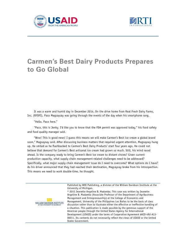 Carmen’s Best Dairy Products Prepares to Go Global