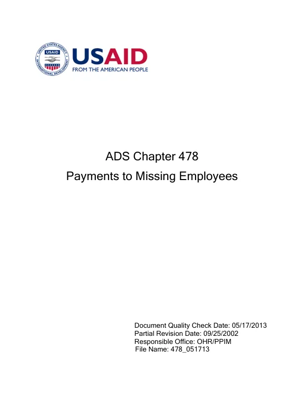 ADS 478 - Payments to Missing Employees
