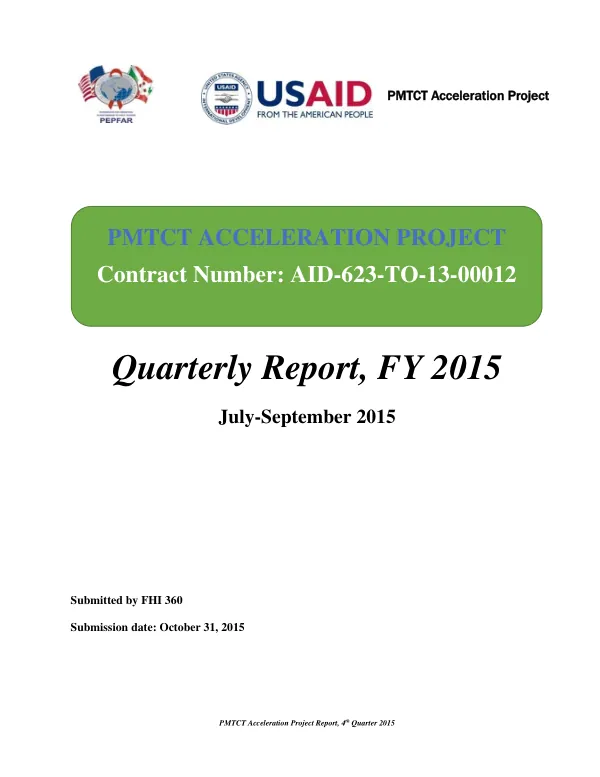 PMTCT Acceleration Project Report, 4th Quarter 2015
