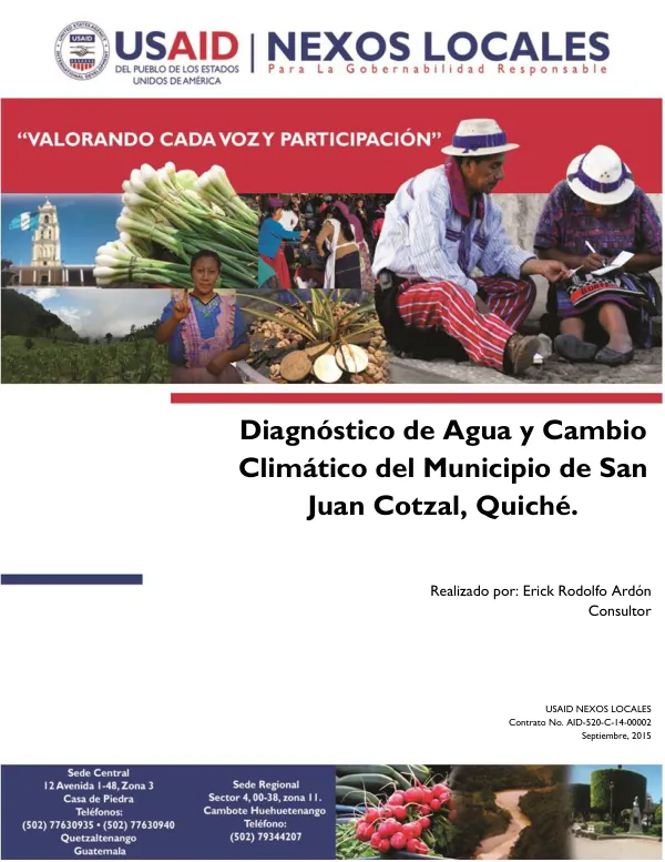 Diagnóstico de Agua y Cambio Climático del Municipio de San Juan Cotzal, Quiché