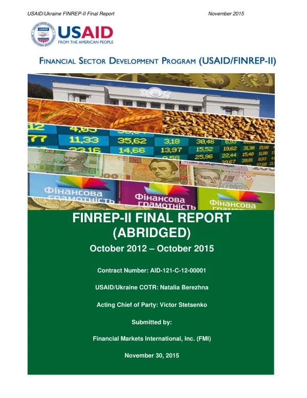 USAID/Ukraine FINREP-II Final Report
