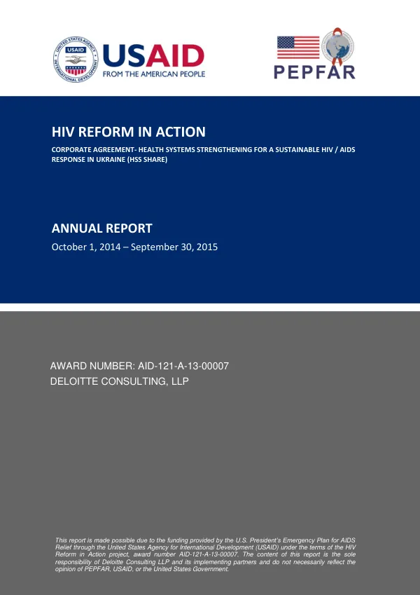 Corporate Agreement- Health Systems Strengthening for a Sustainable HIV / AIDS Response in Ukraine (HSS SHARE)