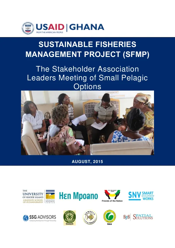 The Stakeholder Association Leaders Meeting of Small Pelagic Options