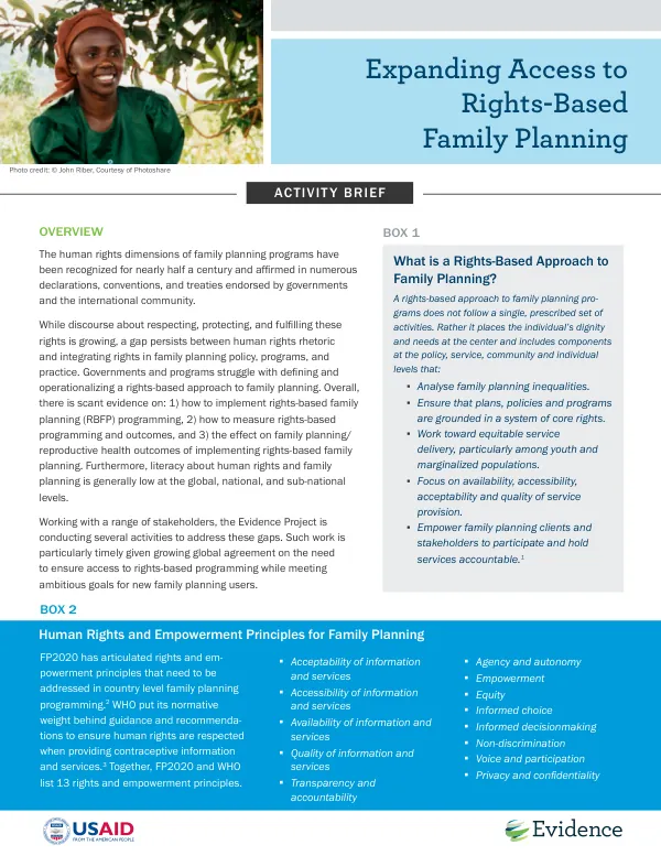 Rights-Based Approach to Family Planning