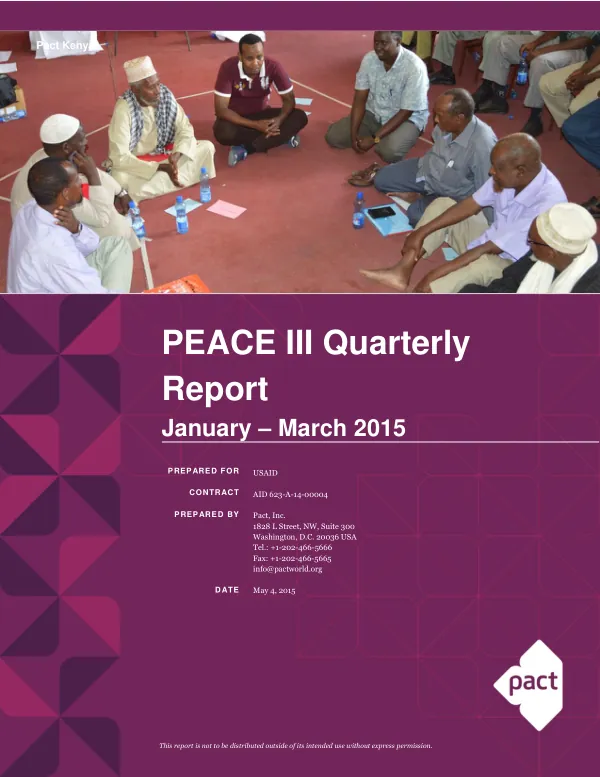 PEACE III Quarterly Report January – March 2015