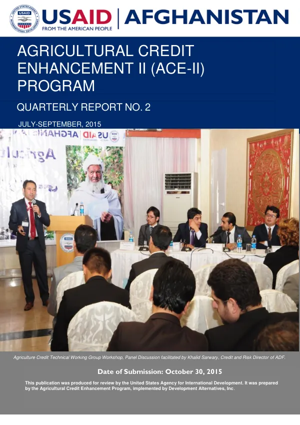 Agricultural Credit Enhancement (ACE) II Program Quarterly Report No. 2