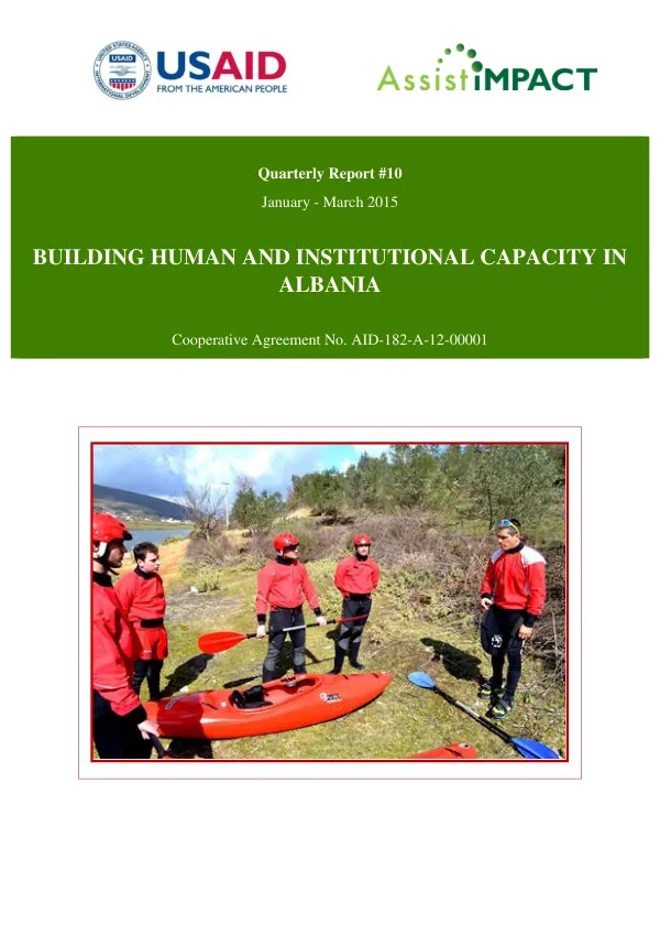Quarterly Report #10: Building Human and Institutional Capacity in Albania
