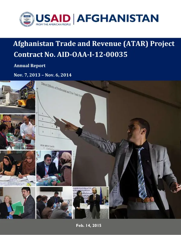 Afghanistan Trade and Revenue (ATAR) Project Nov. 7, 2013-Nov. 6, 2014 Annual Report