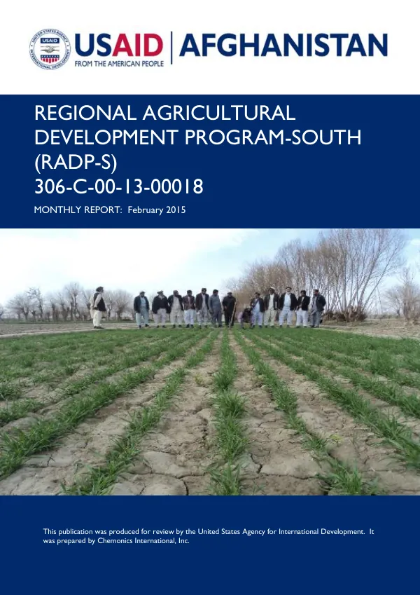 Regional Agricultural Development Program-South February 2015 Monthly Report