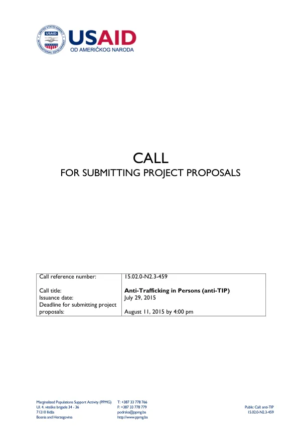Public Call: anti-Trafficking in Persons (anti-TIP)