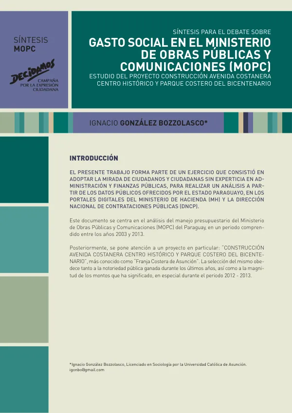 Análisis del Manejo Presupuestario del Ministerio de Obras Públicas y Comunicaciones (MOPC) del Paraguay