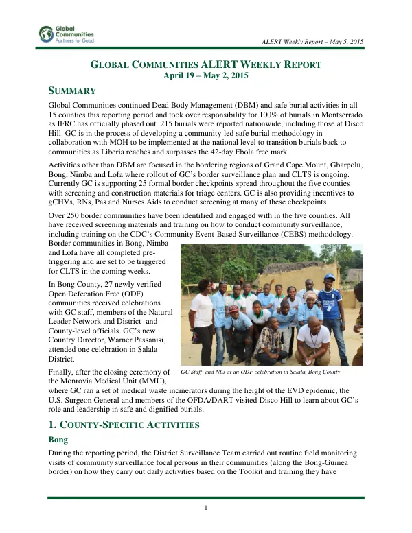 ALERT Weekly Report – May 5, 2015
