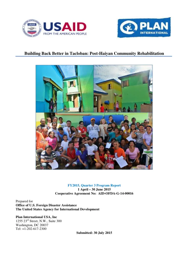Building Back Better in Tacloban: Post-Haiyan Community Rehabilitation Project
