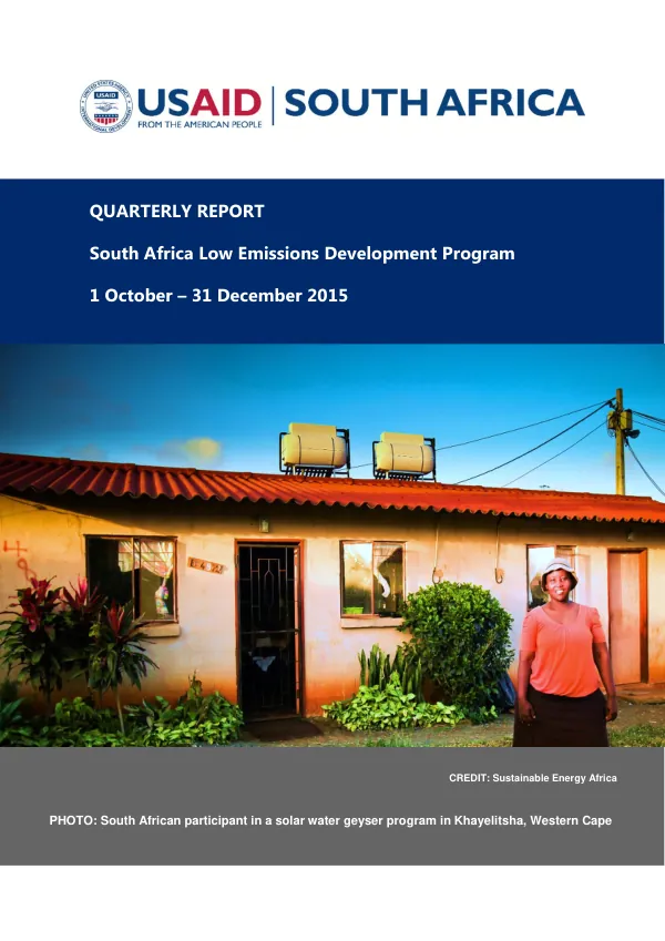 Quarterly Report: South Africa Low Emissions Development Program