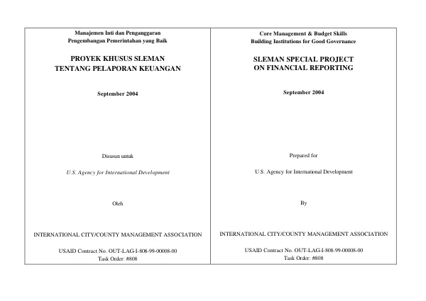 Proyek khusus Sleman tentang pelaporan keuangan = Sleman special project on financial reporting