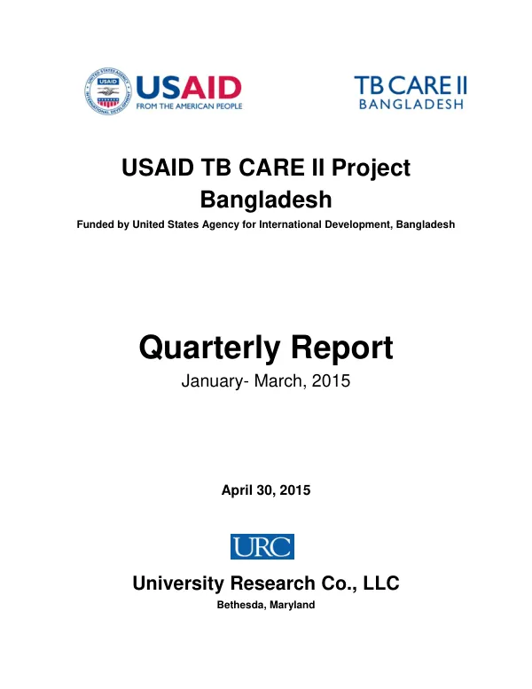 Final Report: TB CARE Annual Work Plan and Width