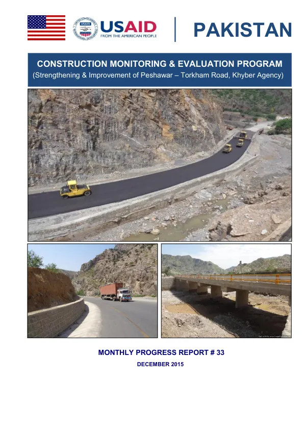 Construction Monitoring & Evaluation Program: Monthly Progress Report # 33 (December 2015)