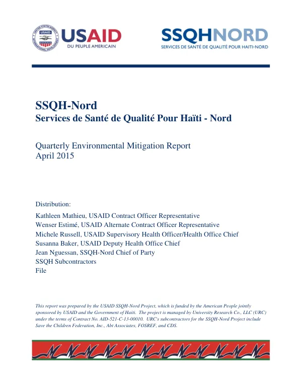 Quarterly Environmental Mitigation Report April 2015