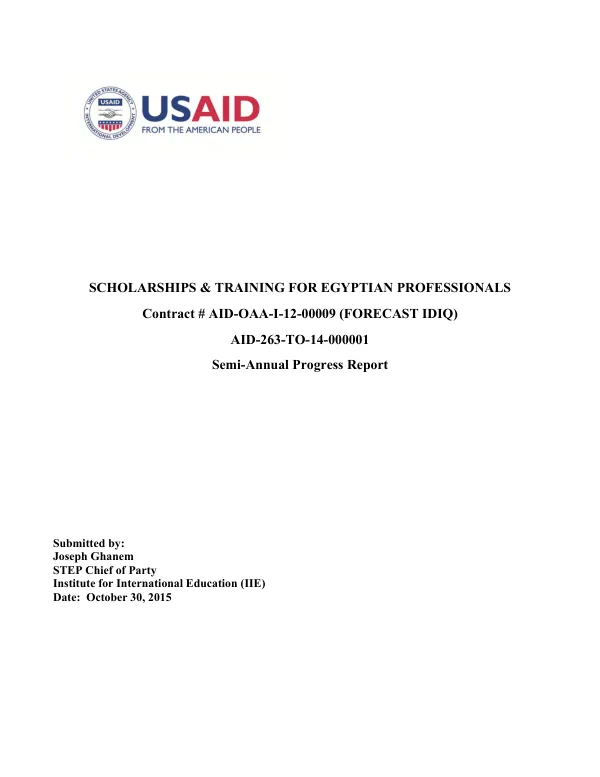 Semi-Annual Progress Report: April 1 – September 30, 2015