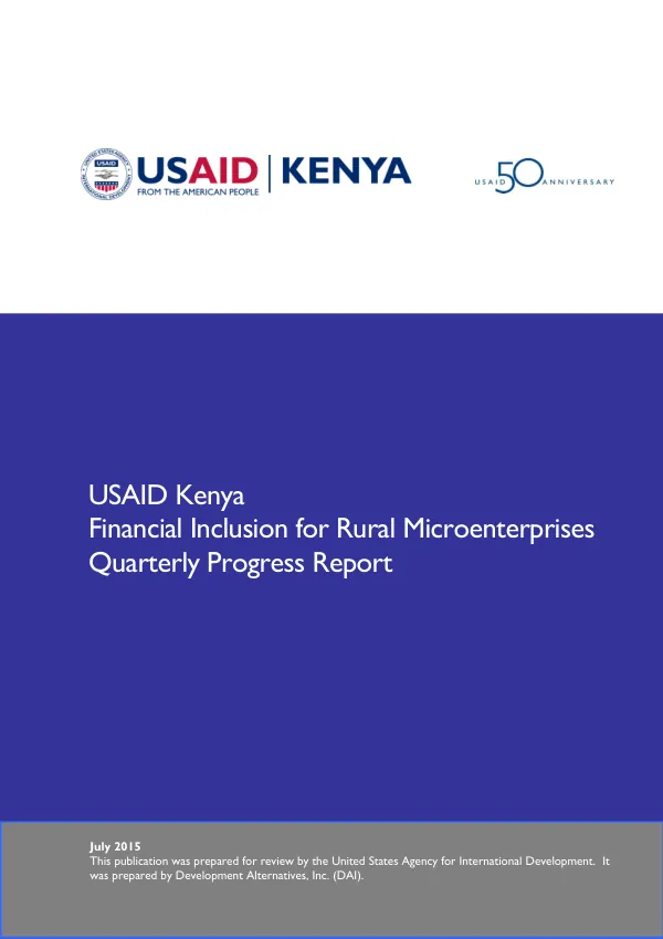 Financial Inclusion for Rural Microenterprises Quarterly Progress Report Apr - June 2015