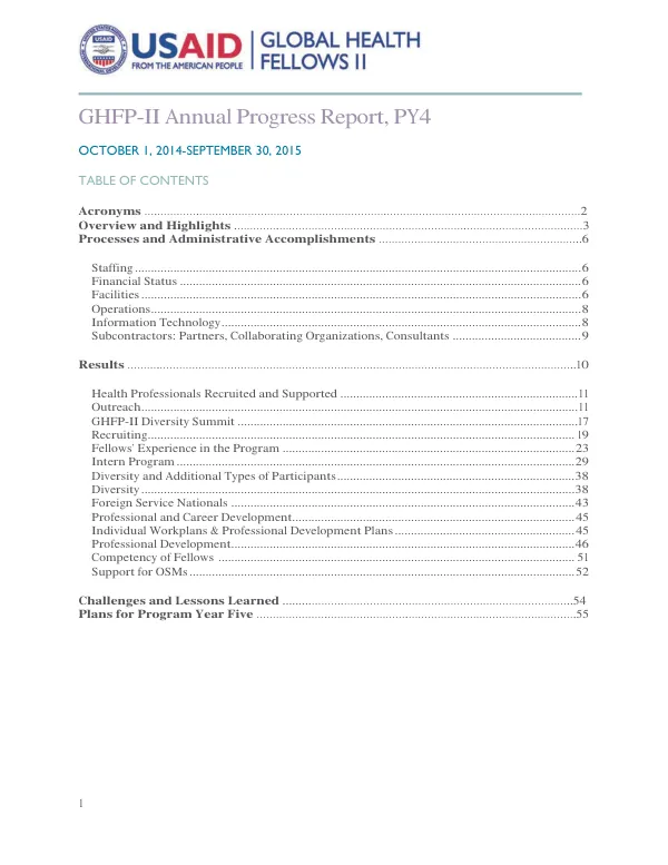 GHFP-II Annual Progress Report, PY4