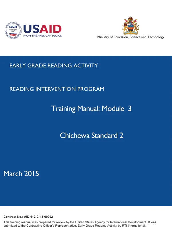Early Grade Reading Activity: Chichewa Standard 2 Training Manual, Module 3